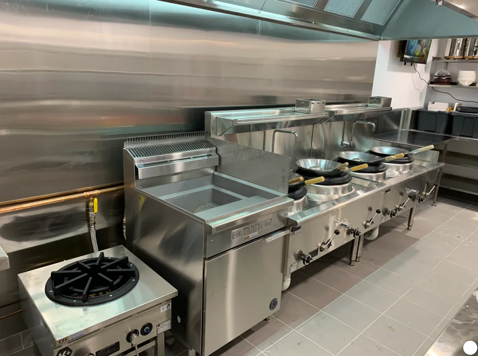 Commercial kitchen gas appliances fitted and certified by a Gold Coast licensed gas fitter